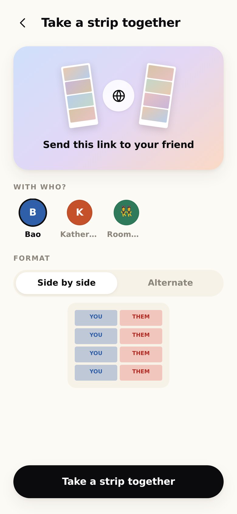 Inviting someone to take a strip remotely