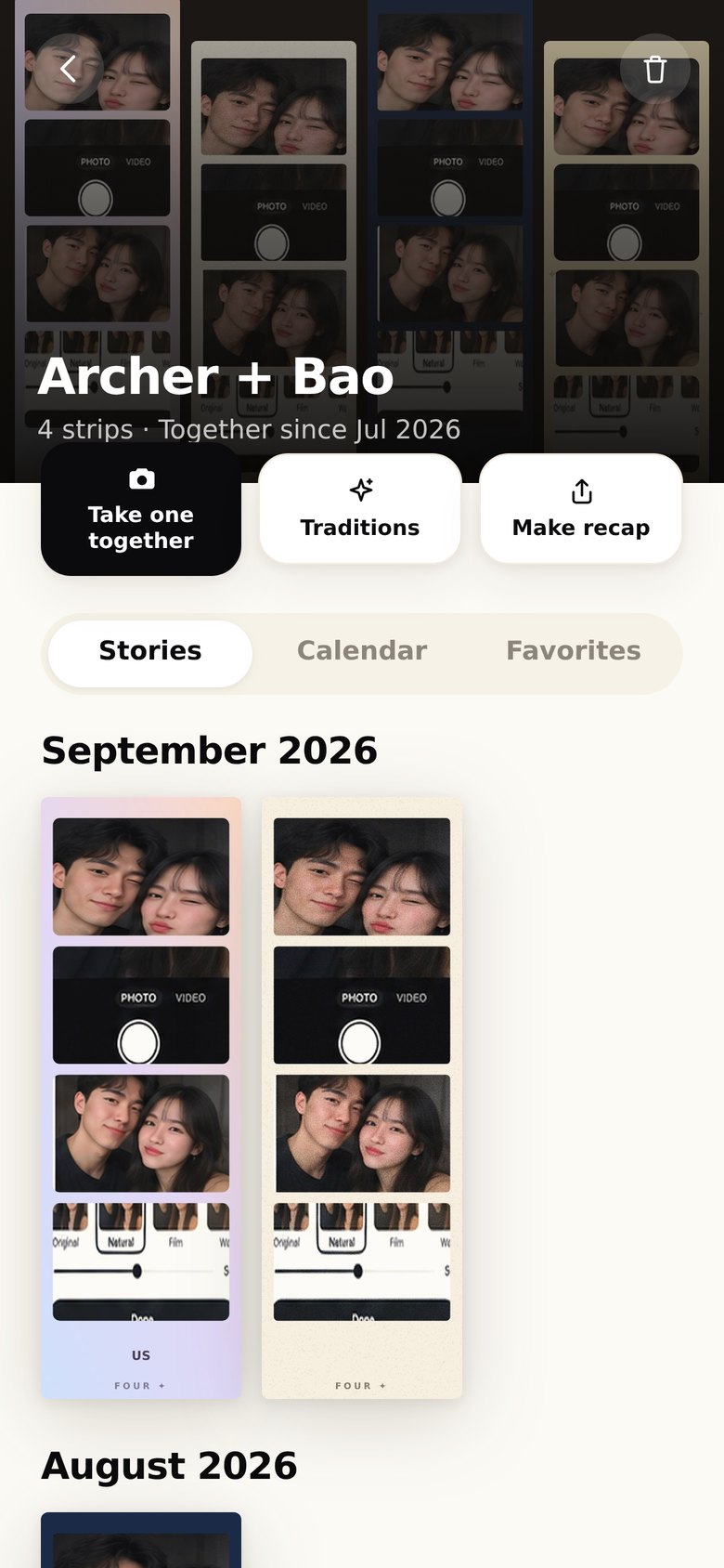 A relationship page in FOUR